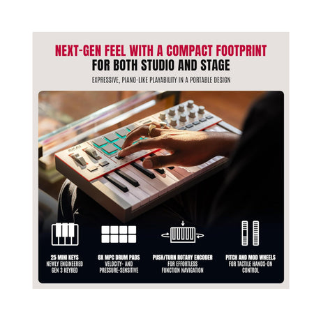 Akai Professional MPK Mini IV 25-Key USB-C MIDI Keyboard Controller Bundle with Controller Cover - 8