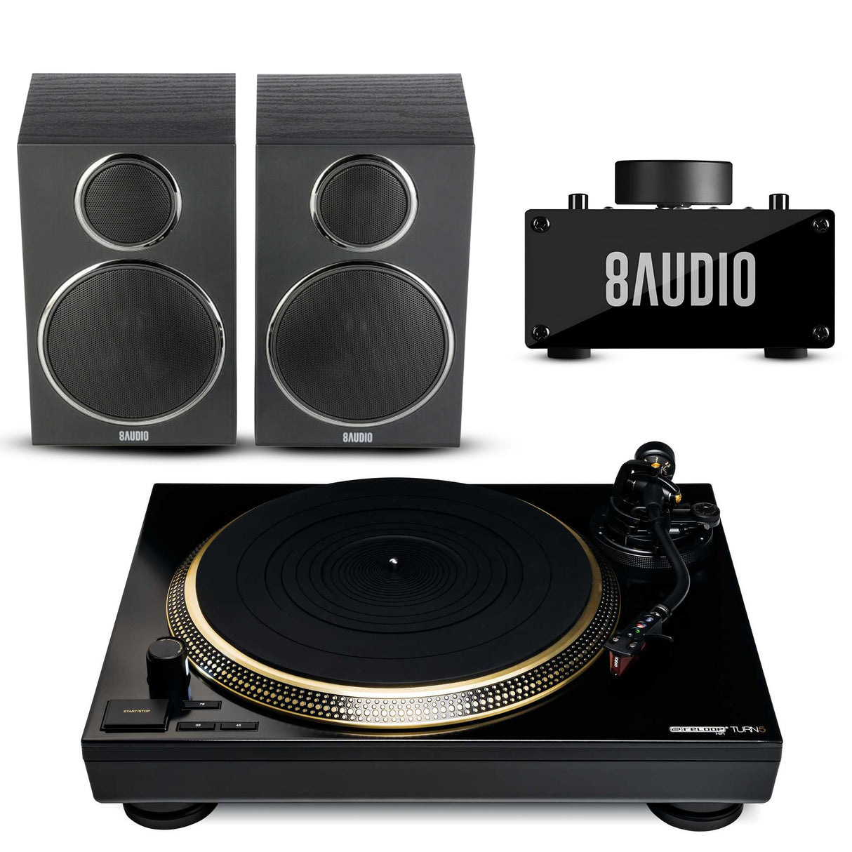 Reloop Turn 5 Direct Drive HiFi Turntable with Desktop Amplifier System