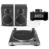 Audio-Technica AT-LP60X Turntable (Gunmetal) with Desktop Amplifier System
