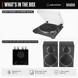 Audio-Technica AT-LP60XBT Turntable with Desktop Amplifier System Bundle
