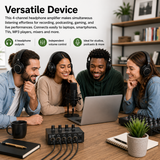 FocusProAudio Compact 4-Ch Stereo Headphone Amplifier with DC 12V Power Adapter