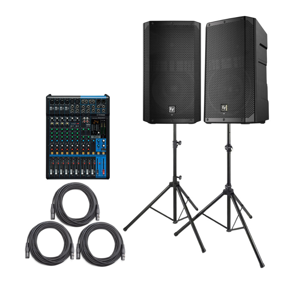 Electro Voice ELX200 12P 12 Inch 1200W Powered 2 Pack Loudspeaker Bundle