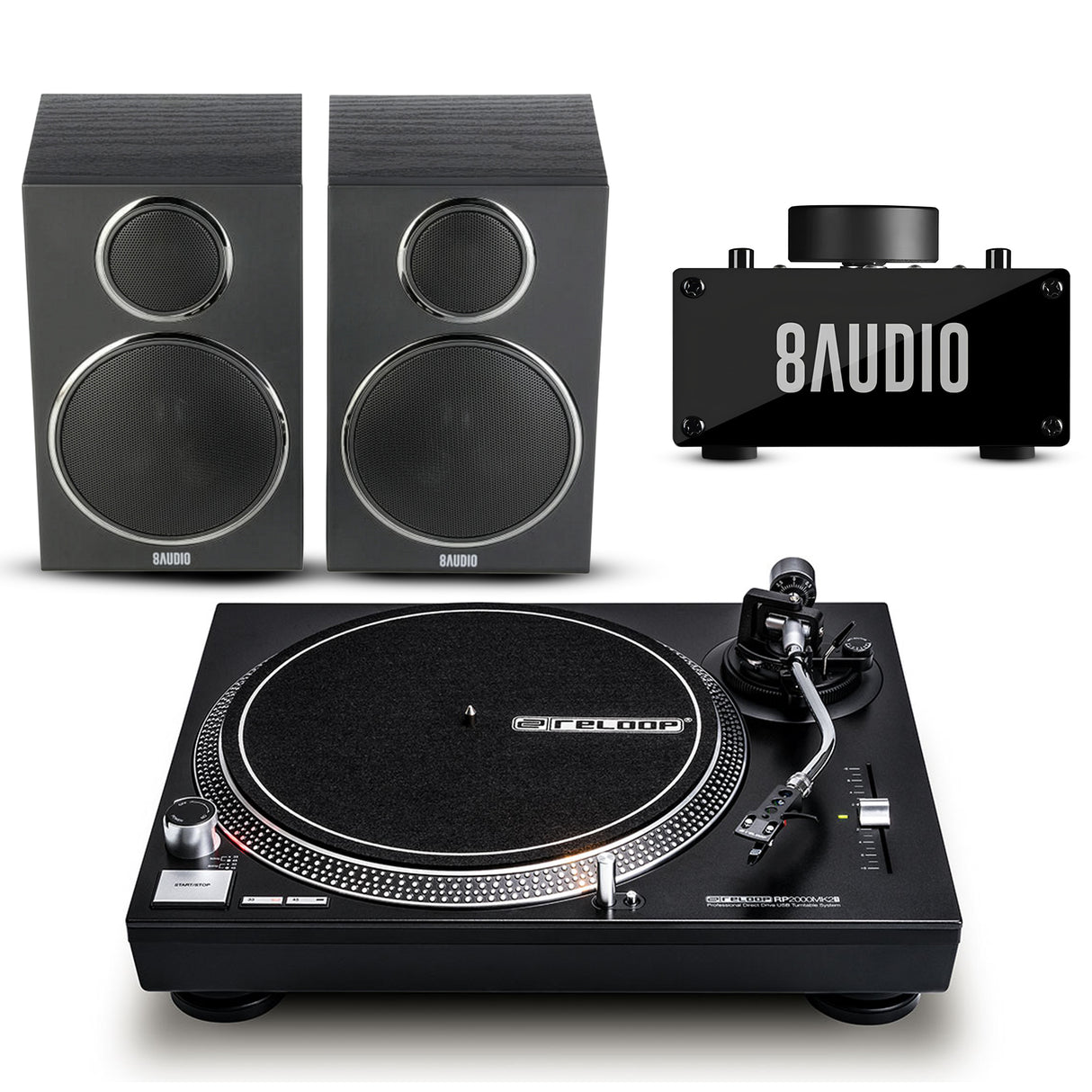 Reloop RP2000 Professional Direct Drive USB Turntable with Amplifier System