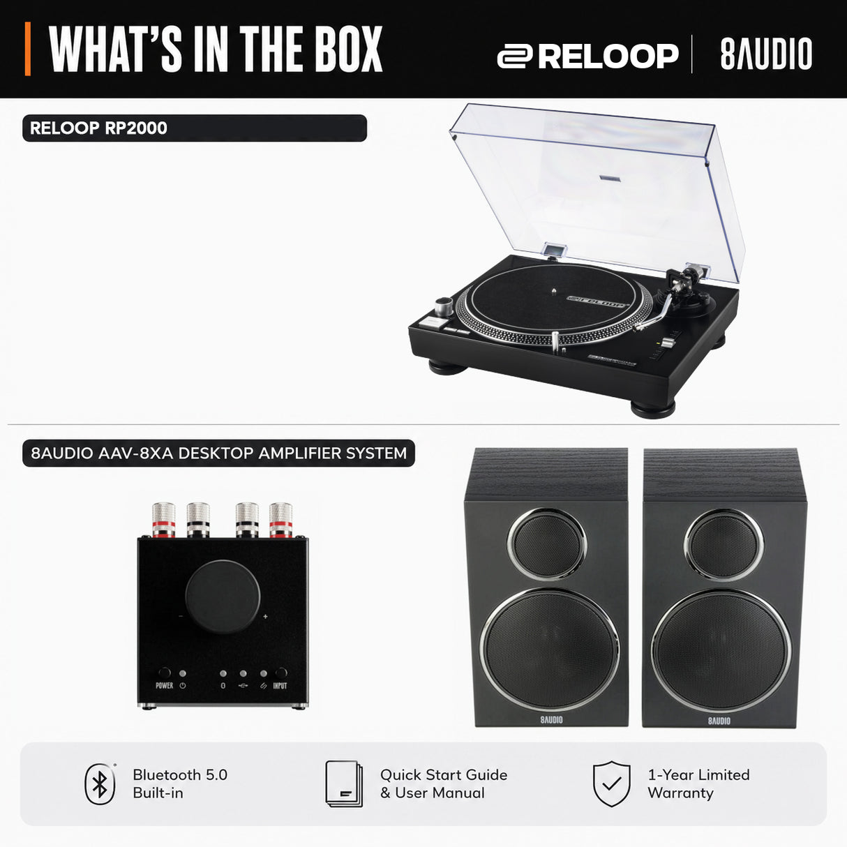 Reloop RP2000 Professional Direct Drive USB Turntable with Amplifier System