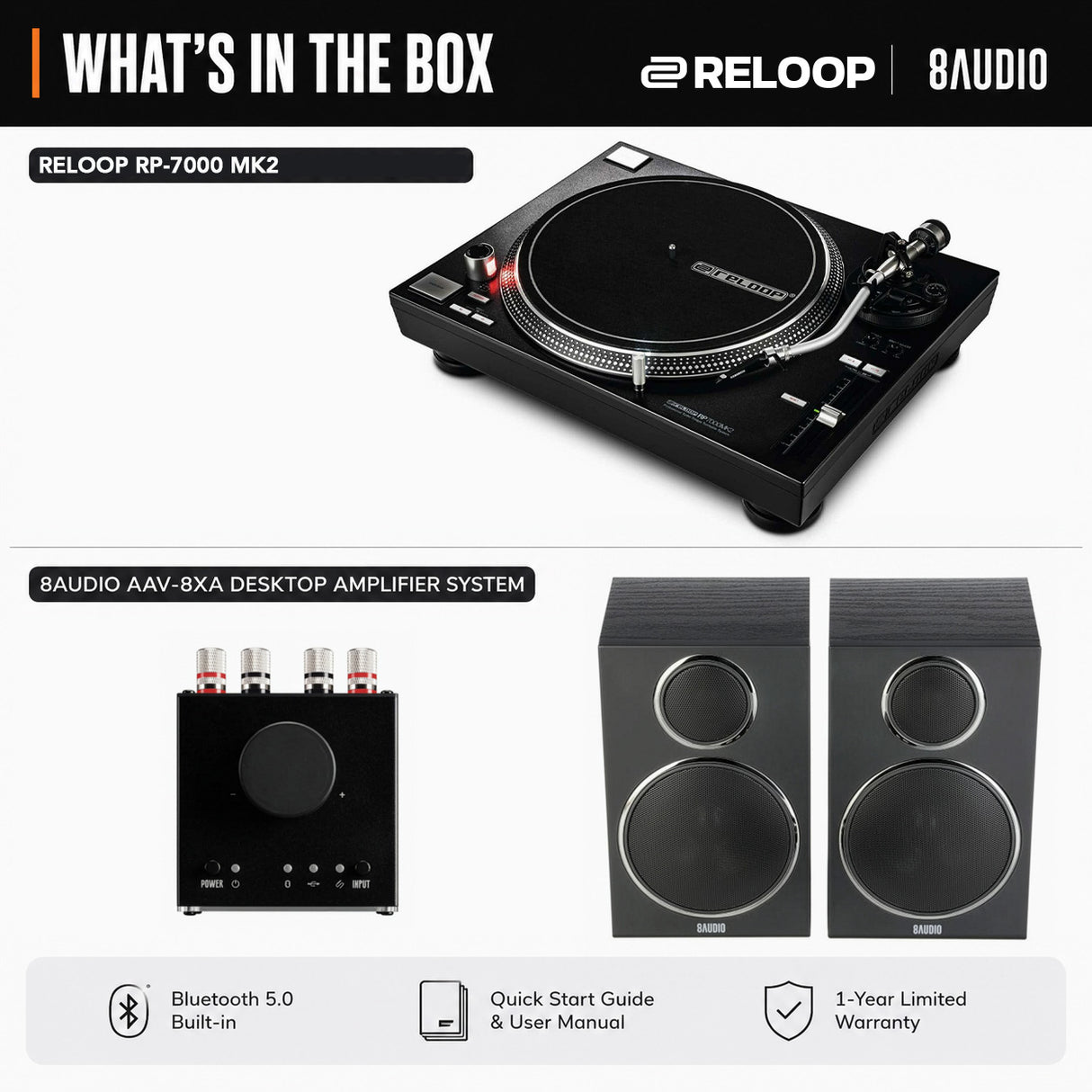 Reloop RP-7000 MK2 Direct Drive High Torque Turntable with Amplifier System