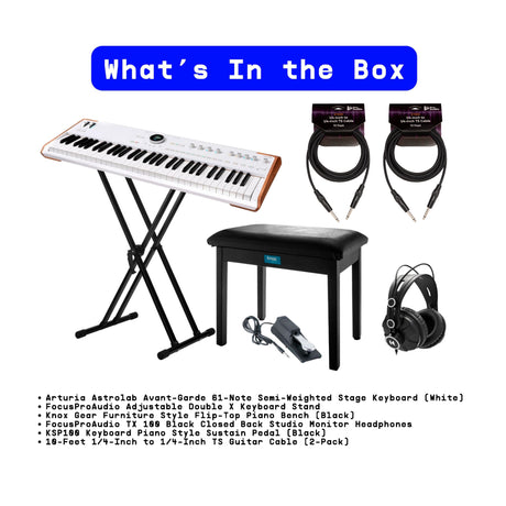 Arturia Astrolab Avant-Garde 61-Note Semi-Weighted Stage Keyboard (White) Bundle