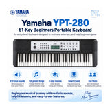 Yamaha YPT-280 61-Key Portable Keyboard with Stand, Bench, Headphones and Pedal Bundle - 2