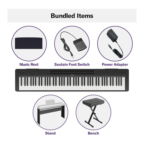 Yamaha P143LXB Digital Piano Home Bundle (Black) - 5