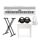 Roland FP-90X 88-Key Digital Piano (White) w/Headphones, Adjustable Stand Bundle