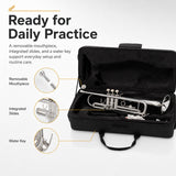 Silber & Co. Bb Trumpet (Silver) with 3 Piston Valves and Carrying Case Infog5