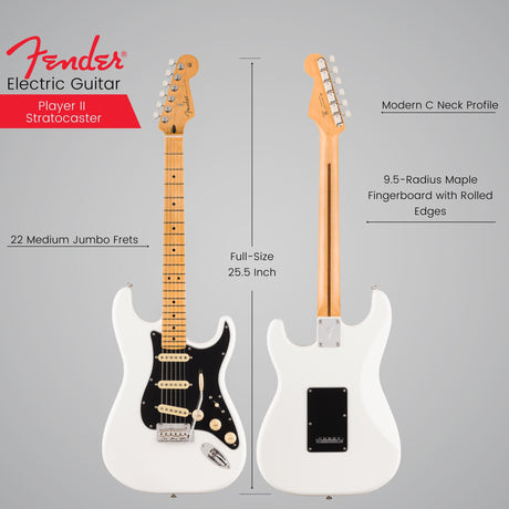 Fender Player II Stratocaster 6-String Electric Guitar with Maple Fingerboard (Polar White)