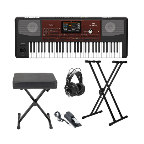 Korg PA700 61-Key Arranger Keyboard with Bench, Stand and Accessory Bundle - 1