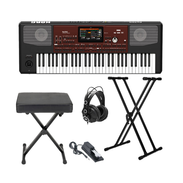 Korg PA700 61-Key Arranger Keyboard with Bench, Stand and Accessory Bundle - 1