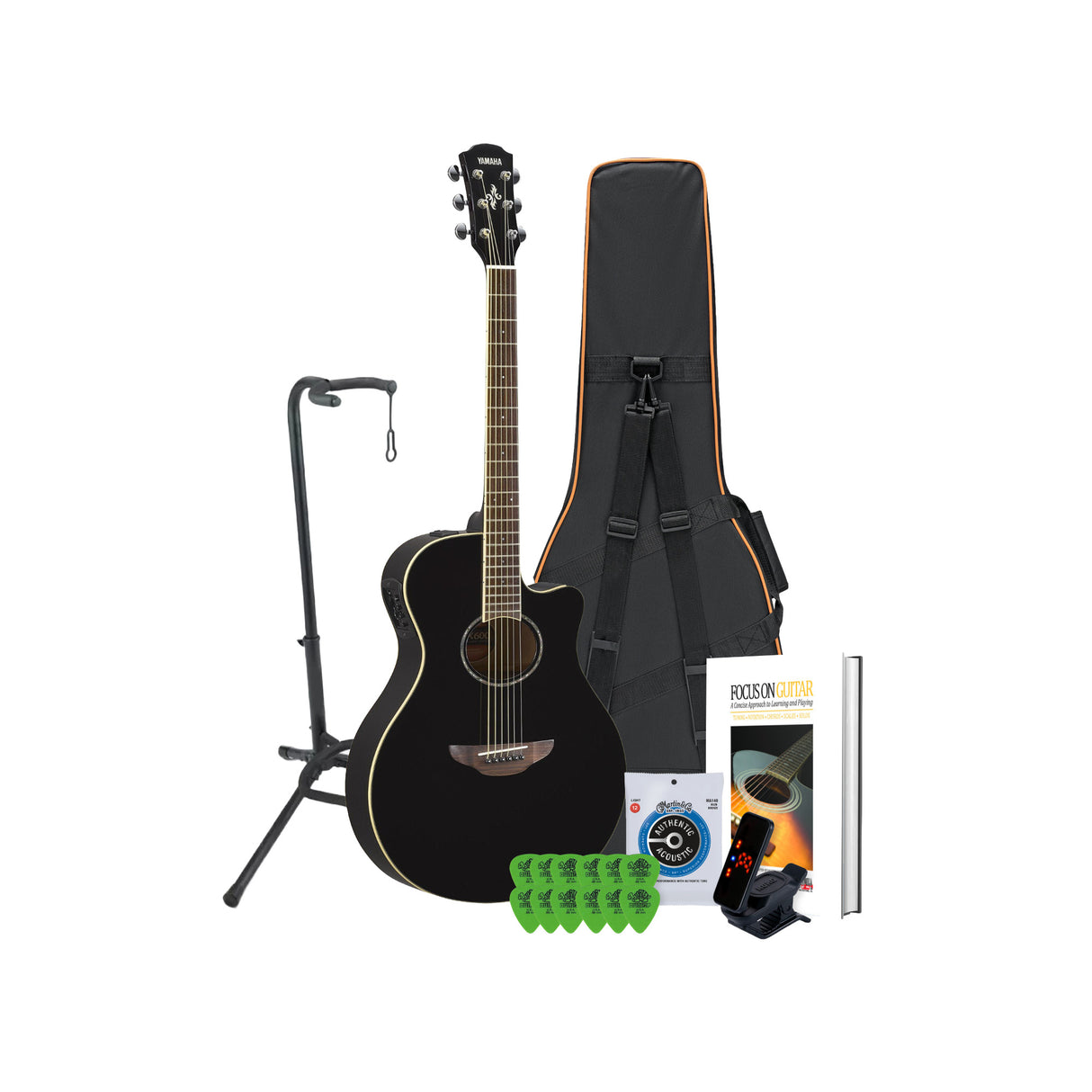 Yamaha APX600BL Thinline Acoustic-Electric Guitar (Black) with Gig Bag Bundle