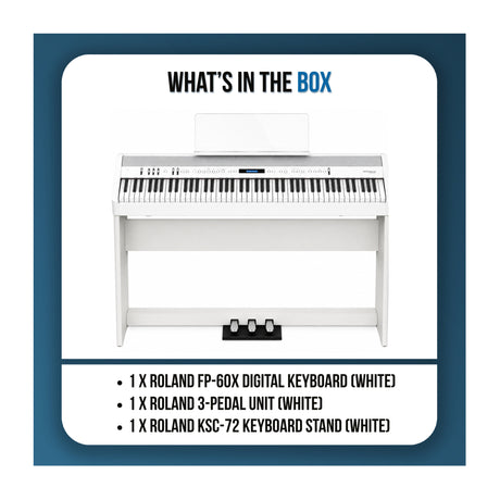 Roland FP-60X 88-Key Digital Piano Bundle with Stand and 3-Pedal Unit (White) - 8