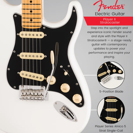 Fender Player II Stratocaster 6-String Electric Guitar with Maple Fingerboard (Polar White)