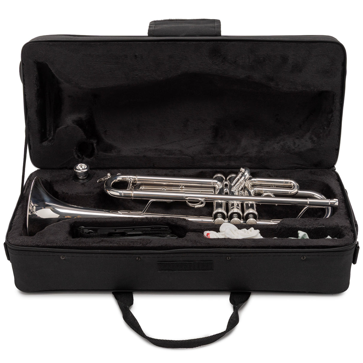 Silber & Co. Bb Trumpet (Silver) with 3 Piston Valves and Carrying Case - 5