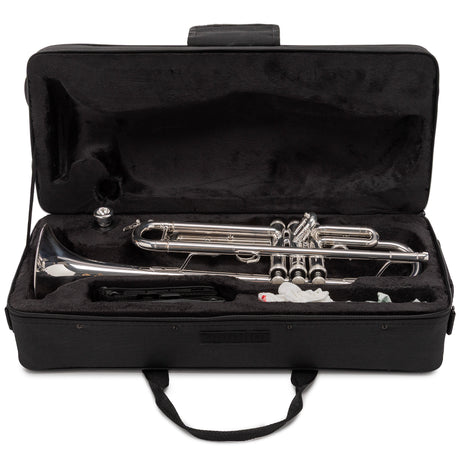 Silber & Co. Bb Trumpet (Silver) with 3 Piston Valves and Carrying Case - 5