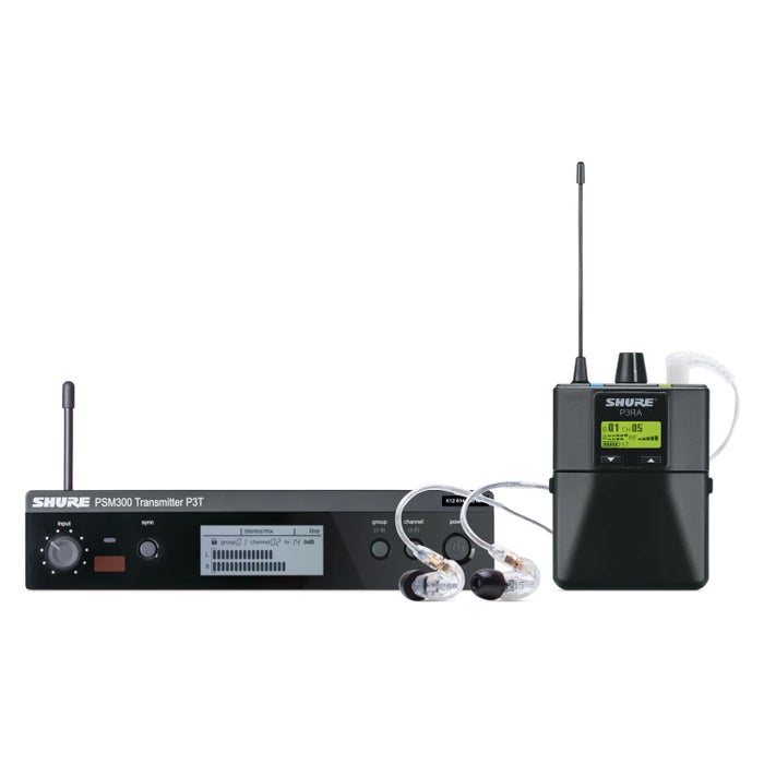 Shure P3TRA215CL PSM300 Wireless In-Ear Monitor System with SE215-CL Earphones and H20 Band Shure P3TRA215CL PSM300 Wireless In-Ear Monitor System with SE215-CL Earphones and H20 Band