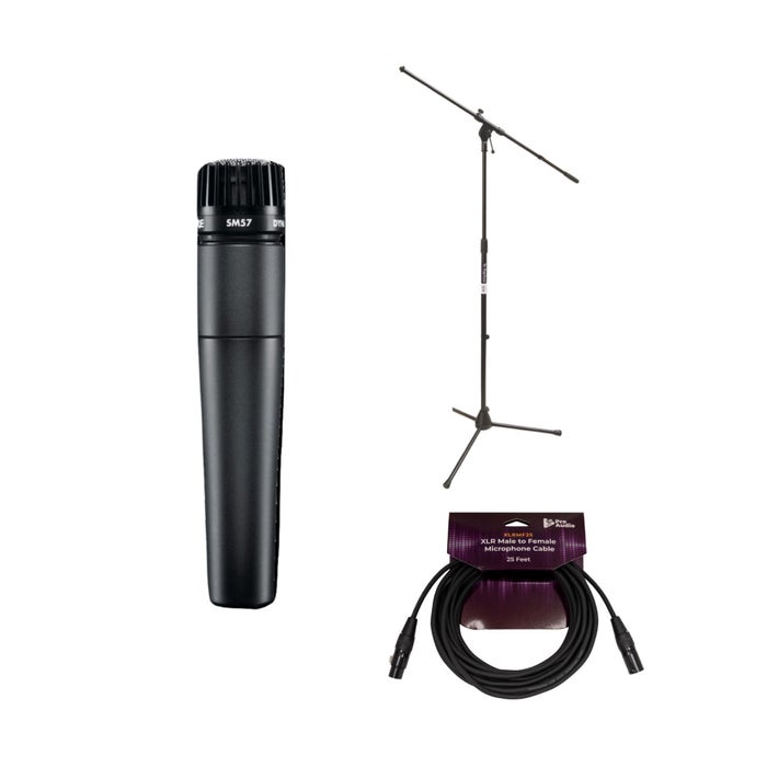 Shure SM57 Cardioid Dynamic Instrument Microphone with Mic Stand and Mic Cable - 1 Shure SM57 Cardioid Dynamic Instrument Microphone with Mic Stand and Mic Cable - 1