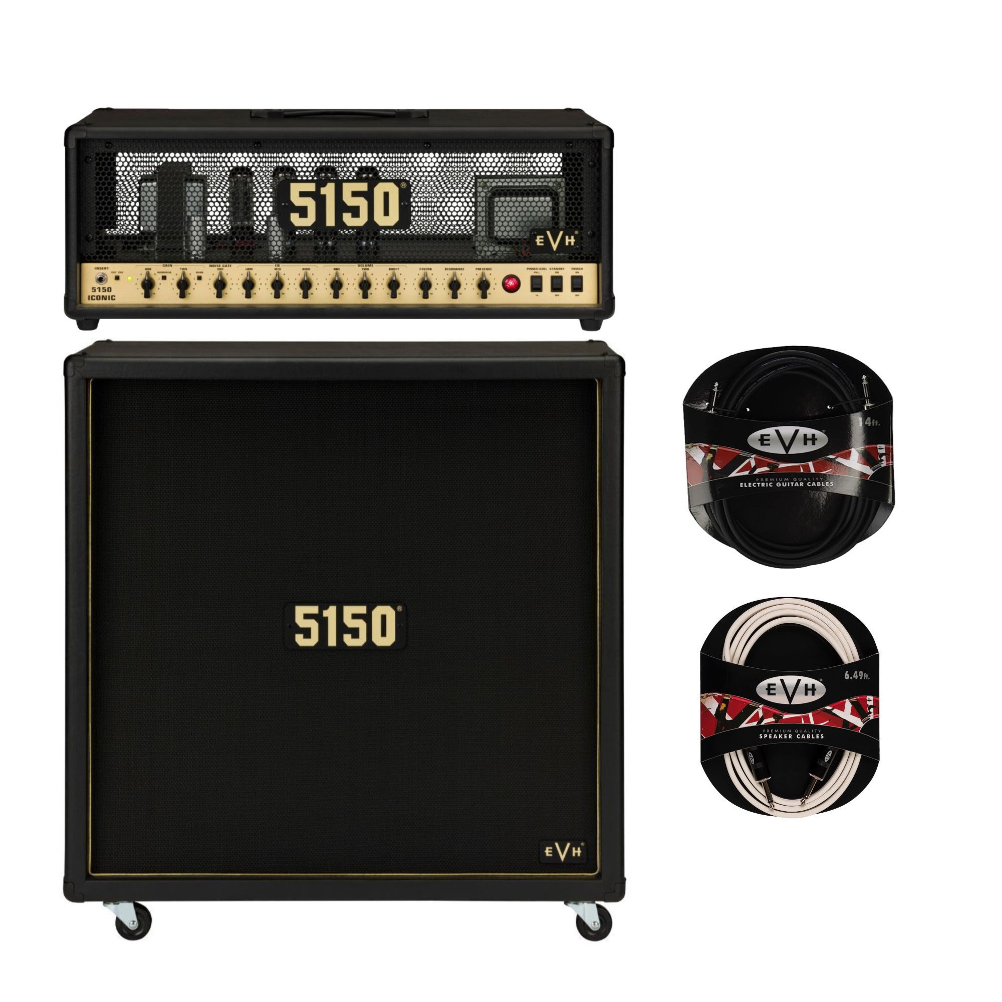 EVH 5150 Iconic Series EL34 80W Tube Amp Head for Guitarist with 2 ECC83 Preamp Tubes Black Bundle EVH2258400000K2 Focus Pro Audio