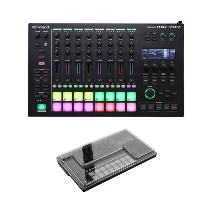 Roland MC-707 Customizable 8-Track Sequencer and Step Sequencer Decksaver Bundle - 1 Roland MC-707 Customizable 8-Track Sequencer and Step Sequencer Decksaver Bundle - 1