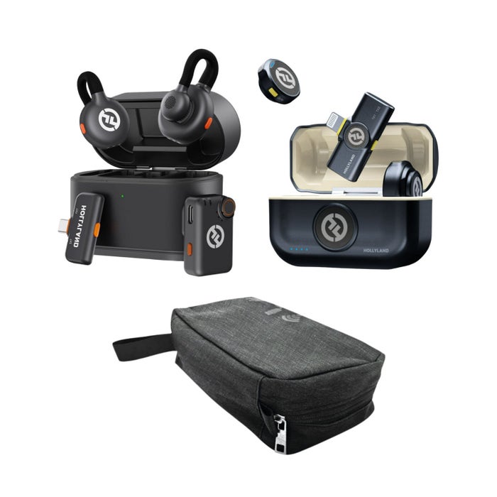 Hollyland M2 Duo and M2S Mini Combo (Space Gray) Wireless Mic Bundle with Maxell Folding Travel Case - 1 Hollyland M2 Duo and M2S Mini Combo (Space Gray) Wireless Mic Bundle with Maxell Folding Travel Case - 1