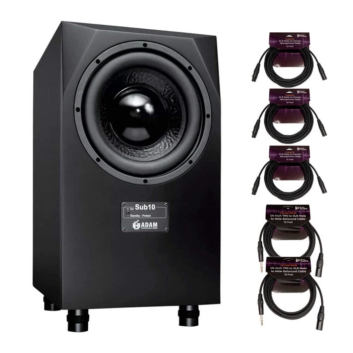 Adam Audio Sub10 10-Inch Mk2 Powered Subwoofer with Mic Cable (3-Pack) and TRS to XLR Cable Bundle Adam Audio Sub10 10-Inch Mk2 Powered Subwoofer with Mic Cable (3-Pack) and TRS to XLR Cable Bundle