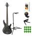 Yamaha TRBX504 4-String Premium Electric Bass Guitar (Translucent Black) w/ Accessory Bundle