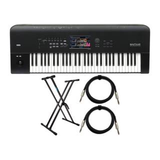 Korg NAUTILUS 61-Key Workstation Synthesizer with Keyboard Stand and 6-Feet TRS Cable (2-Pack)