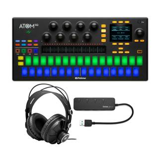 PreSonus ATOM SQ Hybrid MIDI Keyboard/Pad Performance and Production Controller with Knox Gear Headphones and USB Hub