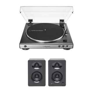 Audio-Technica AT-LP60X Fully Automatic Belt-Drive Stereo Turntable (Gunmetal) with Monitor Speaker