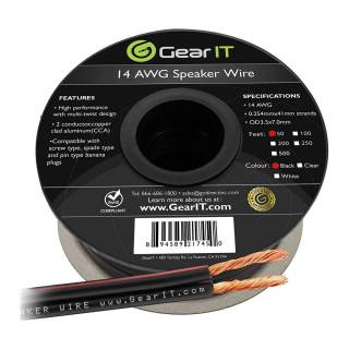 GearIT Pro Series 14 Gauge Copper Clad Aluminum 50 Feet Speaker Wire with Banana Plugs