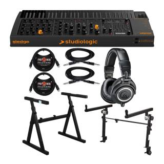 Studiologic Sledge 2 Black Edition 61-Key Synthesizer with Headphones, Stand, and Cables Bundle