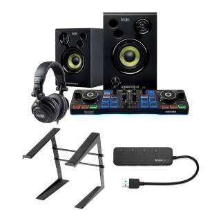 Hercules DJ Starter Kit Bundle with Laptop Stand and Knox Gear 4-Port USB 3.0 Hub
