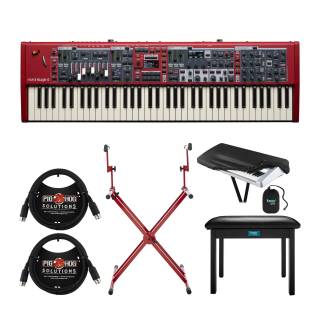 Nord Stage 4 Compact 73-Key Semi-Weighted Keyboard with Gator Deluxe Two Tier Stand, Bench, MIDI Cables, and Cover
