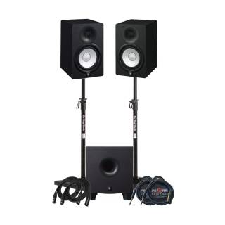Yamaha HS7 95W Powered Studio Monitor Speaker (Pair) with Yamaha HS8S 150W Powered Sub, Stands, and Cables