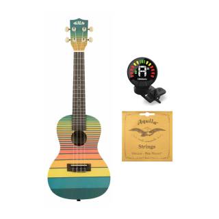 Kala Dawn Patrol Surfboard Ukulele with Clip On Tuner and Soprano Concert Strings
