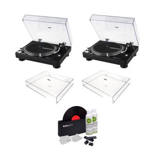 Reloop RP-2000 MK2 Professional Direct Drive USB Turntable System (Pair) Bundle with Reloop Dust Covers and Care System