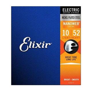 Elixir Light-Heavy Gauge NANOWEB Coated Electric Guitar Strings (10-52)