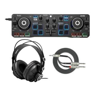 Hercules DJ Control Starlight Compact Controller with Serato DJ Lite Bundle w/ Closed-Back Headphones & Breakout Cable