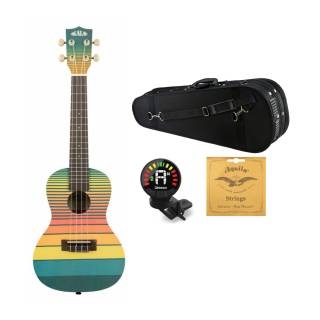 Kala Dawn Patrol Surfboard Ukulele with Hard Case, Clip On Tuner and Strings