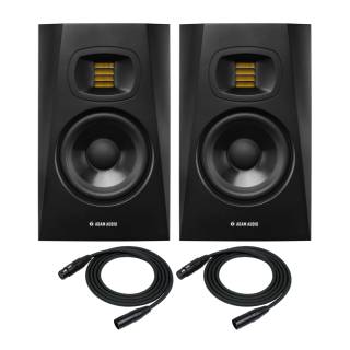 Adam Audio T7V 7-Inch Powered Studio Monitor (Pair) with Knox Gear XLR Cables Bundle