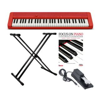 Casio CT-S1 Casiotone 61-Key Keyboard (Red) with Adjustable Keyboard Stand