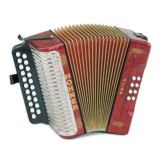 Hohner Erica AD Two-Row Accordion in Pear Red with Gig Bag
