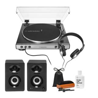 Audio-Technica AT-LP60XHP Belt-Drive Turntable with Headphones, Bookshelf Speakers and Cleaning Kit