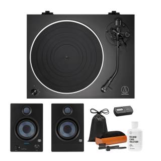 Audio Technica AT-LP5X Direct-Drive Turntable with 4.5-Inch 2-Way Active Studio Monitors Bundle