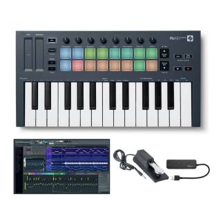 Novation FLkey Mini 25-Key MIDI Keyboard Controller for FL Studio with 20 Signature Bundle
