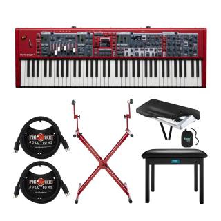Nord Stage 4 HA73 73-Key Fully-Weighted Keyboard with Gator Deluxe Two Tier Stand, Bench, MIDI Cables, and Cover