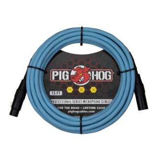 Pig Hog Hex Series Professional Microphone Cable with XLR Connectors (15ft, Daphne Blue)